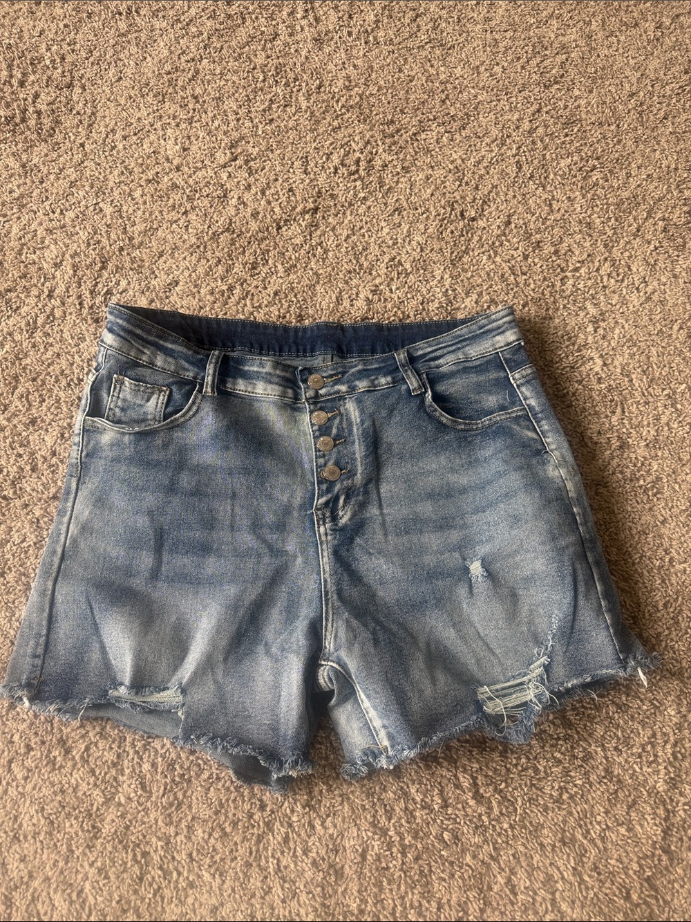 Road Markings High-Rise Distressed Denim Shorts Size XXL NWT